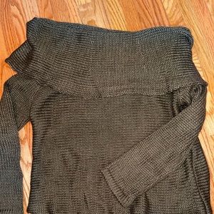 Off the shoulder dark green sweater